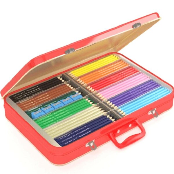 Faber-Castell 300 WaterColour Coloured Pencils + Sharpeners 12 Colours Tin Case Set