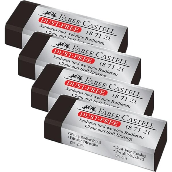 Faber-Castell Dust Free Erasers Rubber Black Pack 4