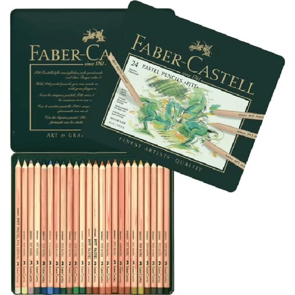 Faber-Castell Pitt Pastel Colour Pencils Tin 24 Set Coloured Professional