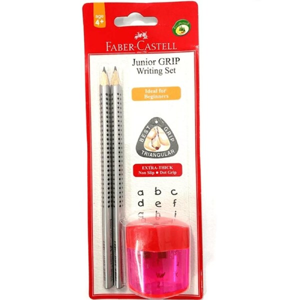 Faber-Castell Triangular Grip Pencils Writing Set + Wave Sharpener