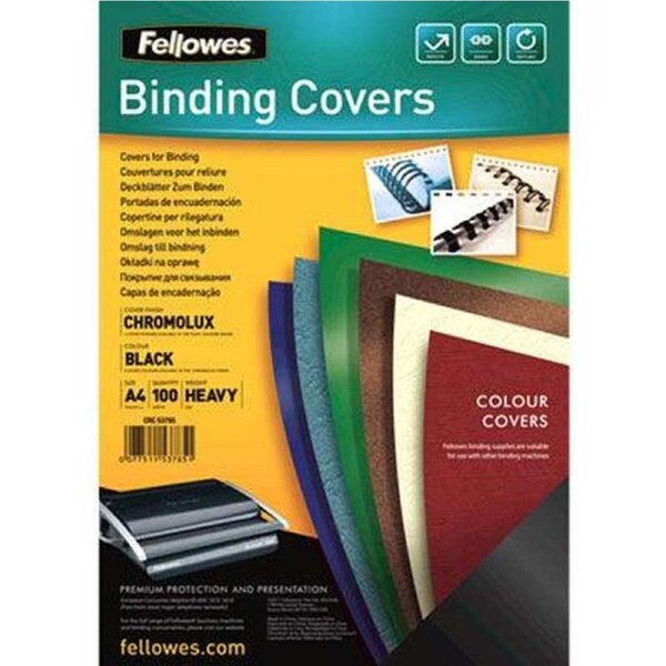Fellowes Binding Cover A4 Glass Black Pack 100