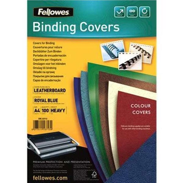 Fellowes Binding Cover Leathergrain A4 230GSM Royal Blue Pack 100