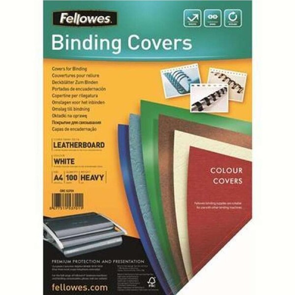 Fellowes Binding Cover Leathergrain A4 230GSM White Pack 100