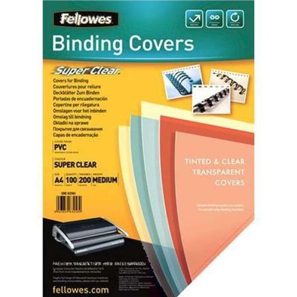 Fellowes Binding Cover Pvc A4 200 Micron Clear Pack 100