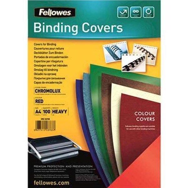 Fellowes Chromolux Binding Covers Gloss A4 Red Pack 100