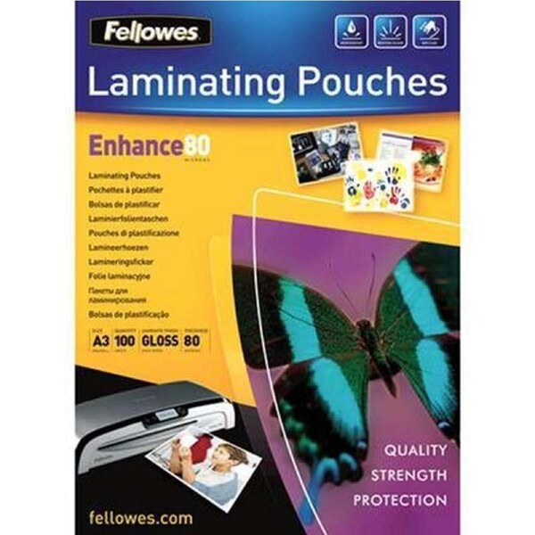 Fellowes Imagelast Laminating Pouch Gloss 80 Micron A3 Clear Pack 100
