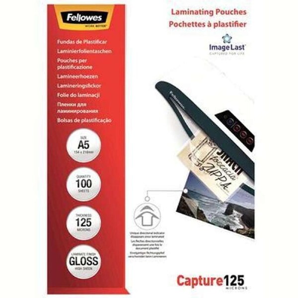 Fellowes Impress Laminating Pouch Gloss 125 Micron A5 Clear Pack 100