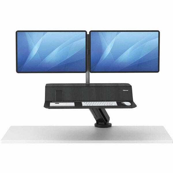 Fellowes Lotus RT Sit Stand Workstation Dual Monitor Black