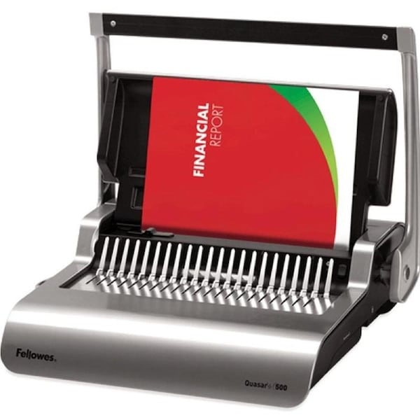 Fellowes Quasar+ 500 Binding Machine Manual Plastic Comb Metallic Grey