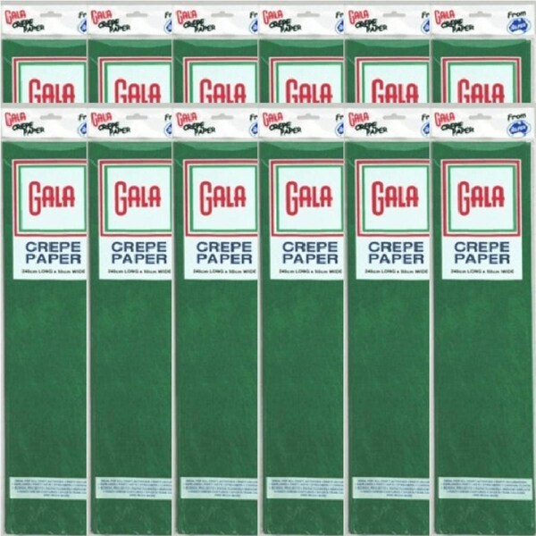 Gala Crepe Paper 2400x500mm National Green Pack 12 BULK