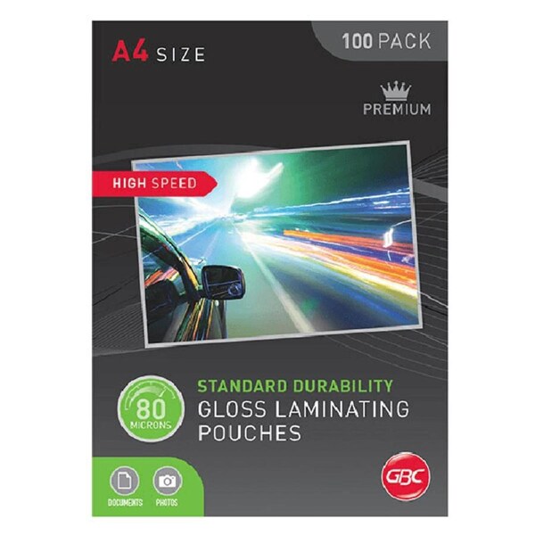 Gbc High Speed Laminating Pouches 80 Micron A4 Clear Pack 100