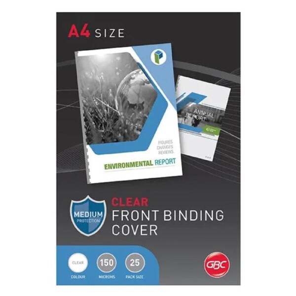 Gbc Ibico Binding Cover 150 Micron A4 Clear Pack 25