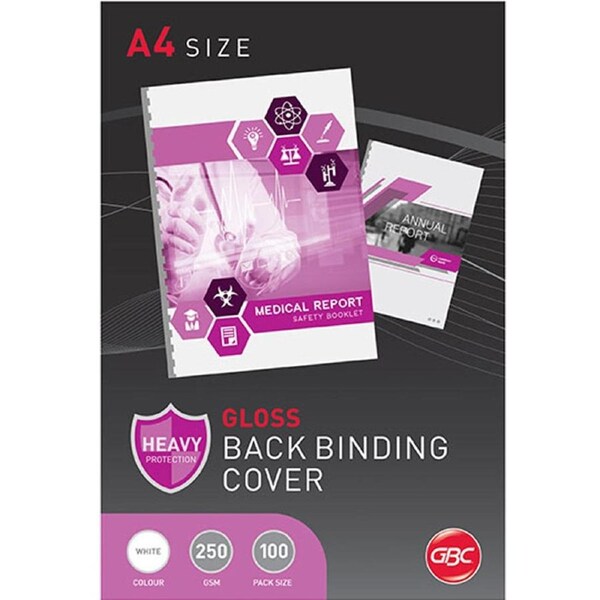 GBC Ibico Binding Cover Gloss 250GSM A4 White Pack 100