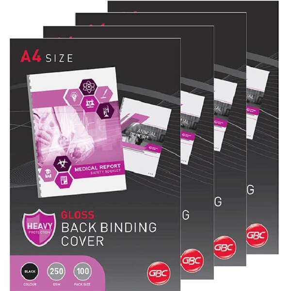 GBC Ibico Binding Covers Gloss 250GSM A4 Black Pack 4 Sheets 100