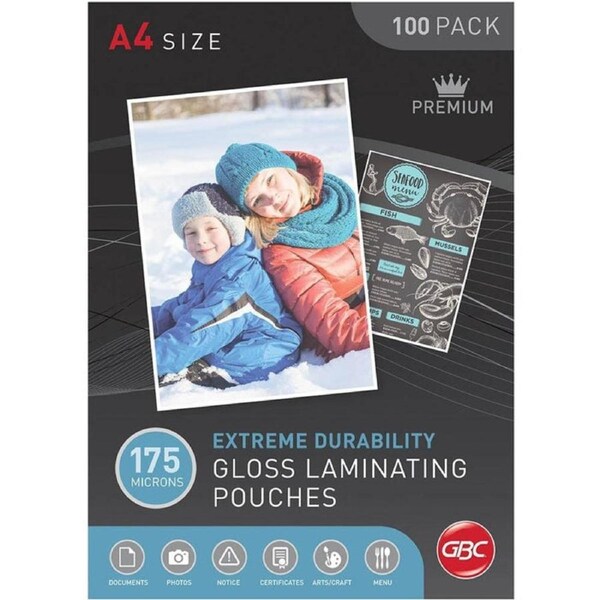 GBC Laminating Pouch 175 Micron A4 Clear Pack 100