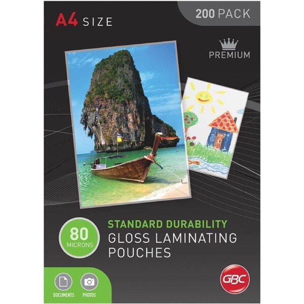 GBC Laminating Pouch 80 Micron A4 Clear Pack 200
