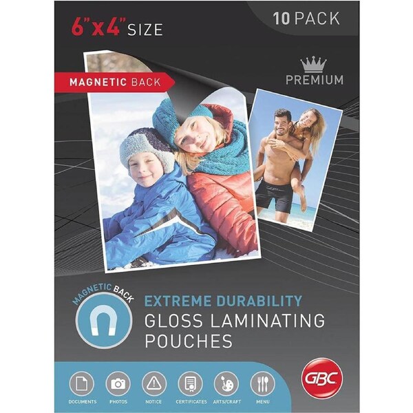 GBC Magnetic Laminating Pouches 175 Micron 6"x4" Inch Clear Box 10