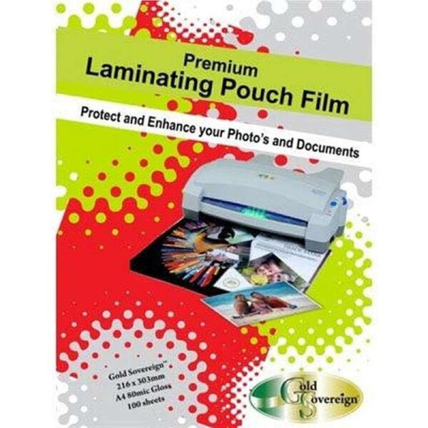 Gold Sovereigh Laminating Pouch 80 Micron A4 Clear Pack 100