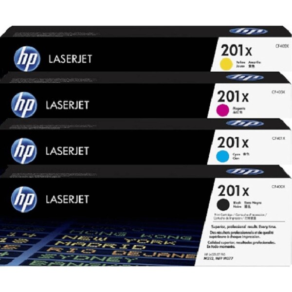 HP 201X Toner Ink Cartridge Set High Yield Black/Cyan/Magenta/Yellow LaserJet Genuine