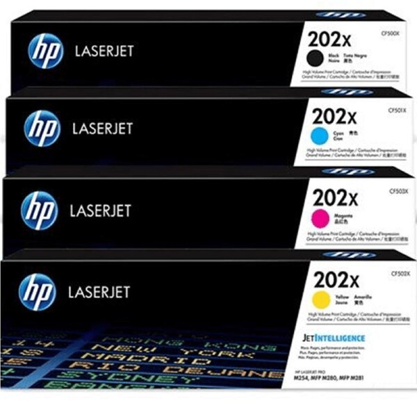 HP 202X Toner Ink Cartridge High Yield Black Magenta Cyan Yellow Set Bundle