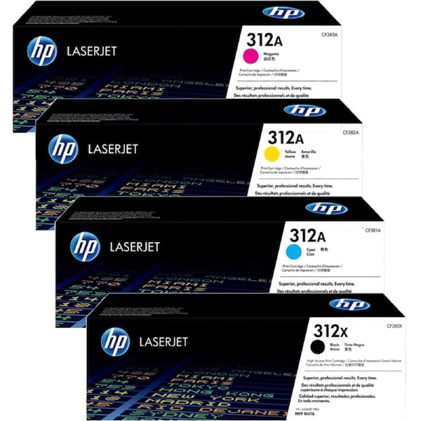 HP 312X/312A Toner Ink Cartridge LaserJet Pro Black/Cyan/Magenta/Yellow Bundle Set