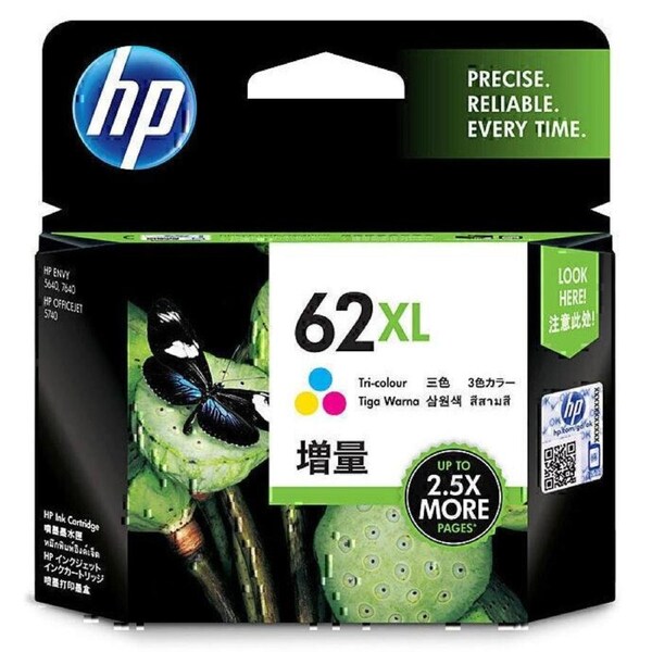 HP 62XL Ink Cartridge High Yield Tri Colour Pack Cyan/Magenta/Yellow C2P07AA