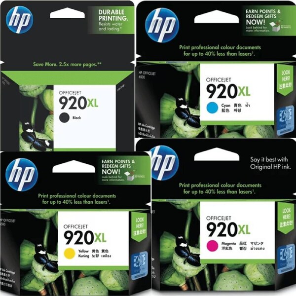 HP 920XL Ink Cartridge Set High Yield Black/Cyan/Magenta/Yellow Colours Set