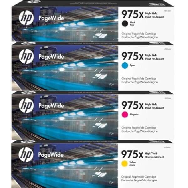 HP 975X Ink Toner Cartridge High Yield Black/Cyan/Magnenta/Yellow Set PageWide Pro Genuine L0S09AA
