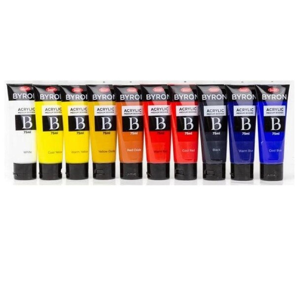 Jasart Byron Acrylic Medium Bodied Paint Tubes Cool/Warm Pack 10 75mL Artists