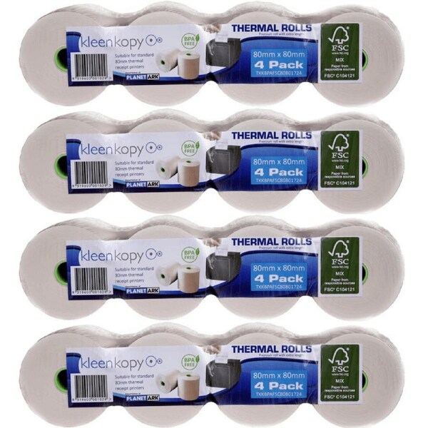 KleenKopy Thermal Cash Register Receipt Rolls 80x80x17mm Pack 16