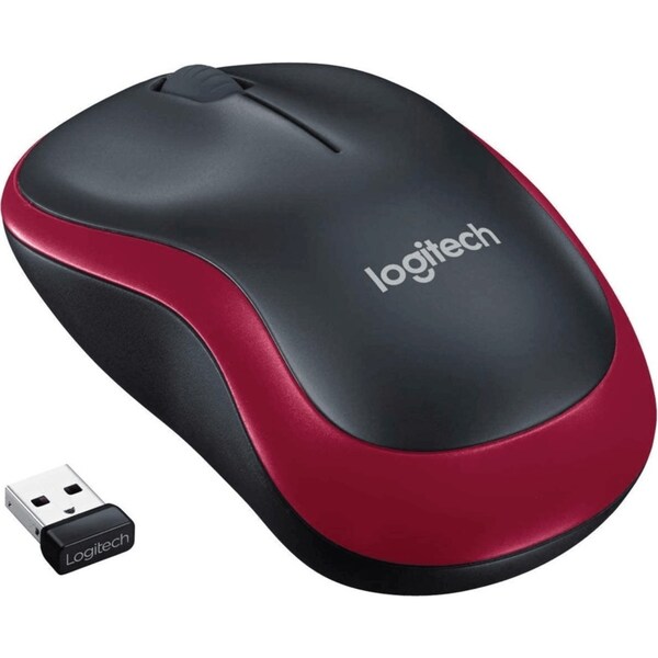 Logitech M185 Wireless Mouse Black/Red