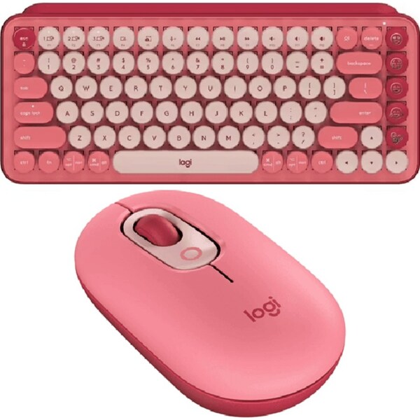 Logitech POP Keys Mouse Wireless Mechanical Keyboard Bundle Set Emoji Rose Pink