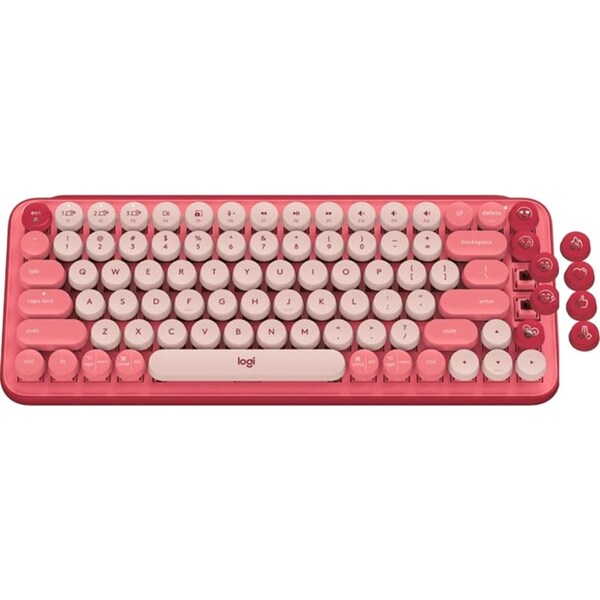 Logitech POP Keys Wireless Mechanical Keyboard Emoji Heartbreaker Rose Pink