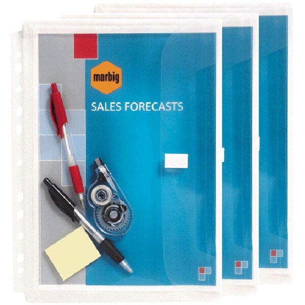 Marbig Binder Document Wallet Expandable A4 Clear Pack 3 Filing