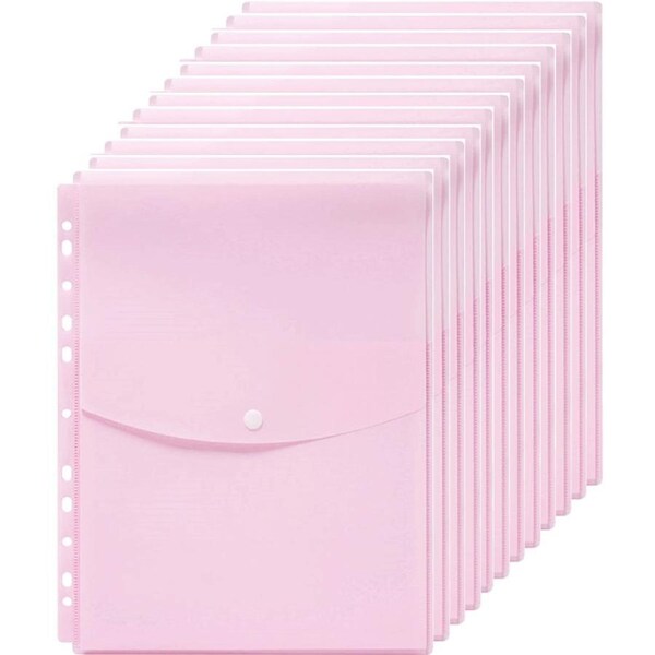 Marbig Binder Pocket Top Opening Document Wallet Holder A4 Pastel Pink Pack 12