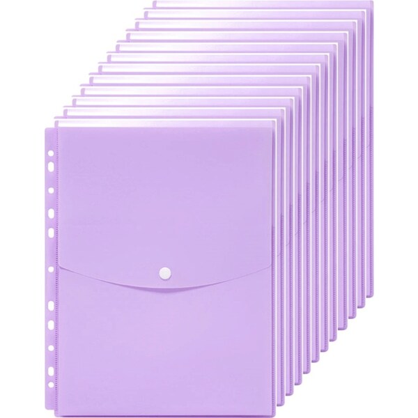 Marbig Binder Pocket Top Opening Document Wallet Holder A4 Pastel Purple Pack 12