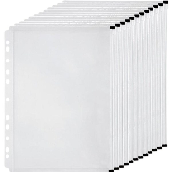 Marbig Binder Pocket Zip Closure Sleeves Pages A4 Clear Pack 12