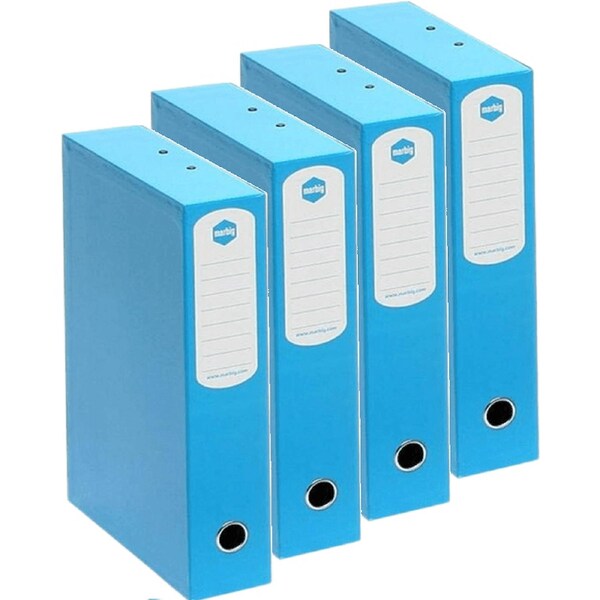 Marbig Box File Heavy Duty 75mm Foolscap Blue Pack 4 Filing