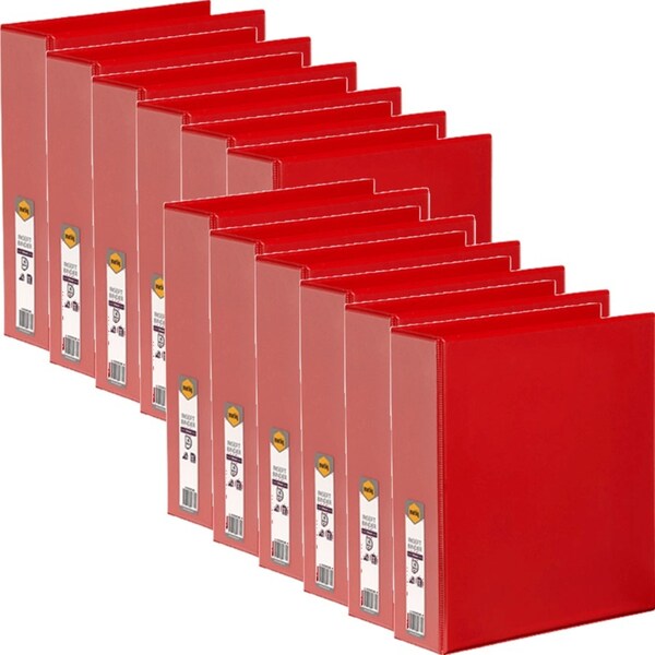 Marbig Clear View Insert Ring Binder 4D 50mm A4 Red 12 Pack