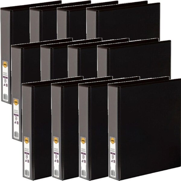 Marbig Clear View Insert Ring Binder Folder 2D 38mm A4 Black Box 12