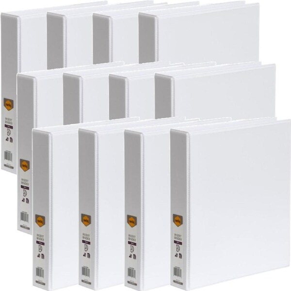 Marbig Clear View Insert Ring Binder Folder 2D 38mm A4 White Box 12