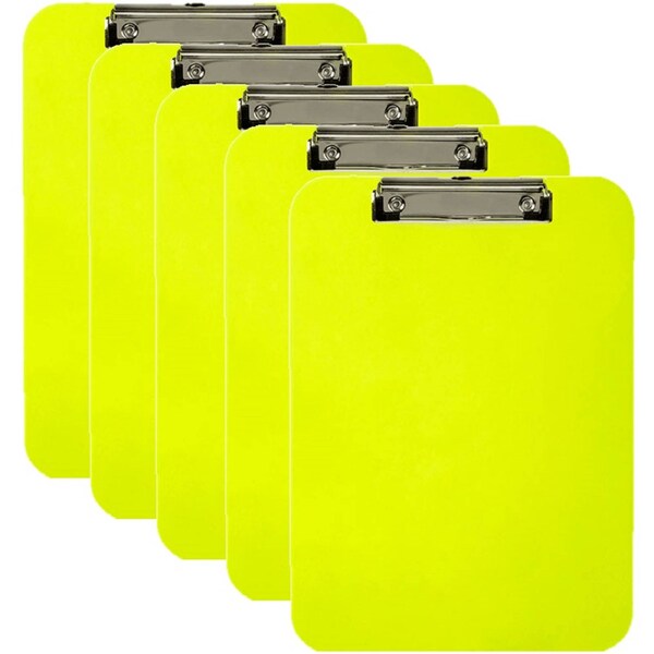 Marbig Clipboard Bright Neon Green A4 5 Pack Bulk