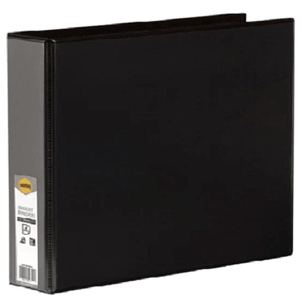 Marbig Deluxe 3 Ring Binder Landscape 3D 38mm A3 Black PVC Box 10