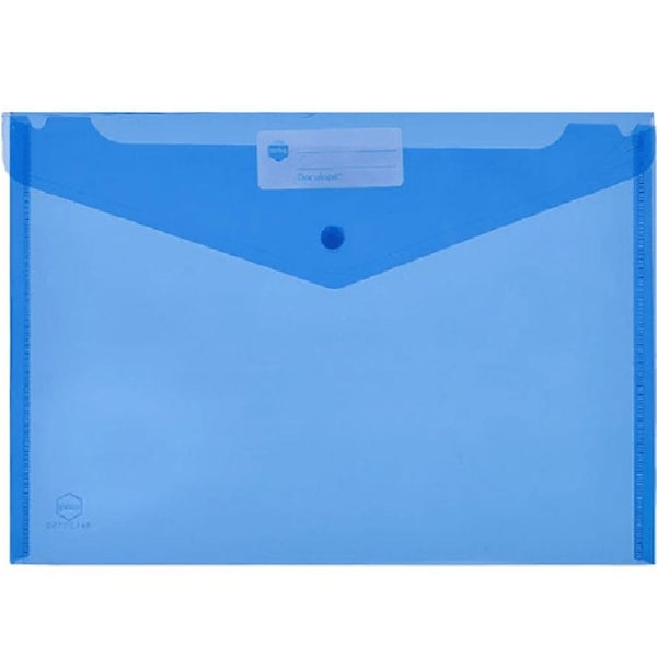 Marbig Doculope Folder Wallet Button Closure A4 Translucent Blue Pack 10