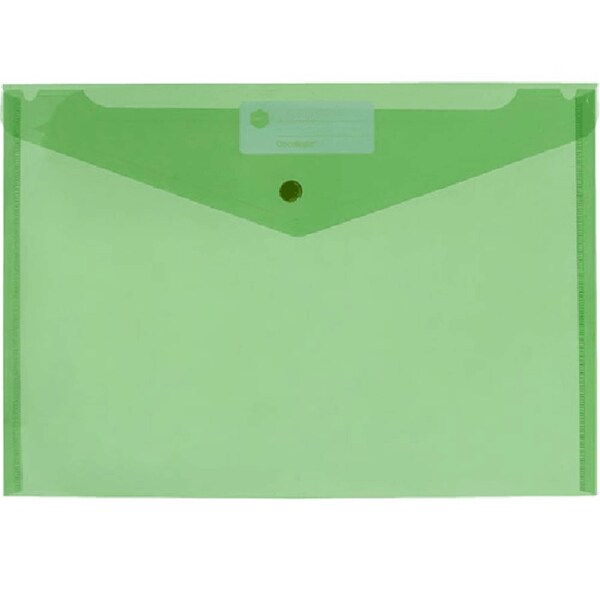 Marbig Doculope Folder Wallet Button Closure A4 Translucent Green Pack 10