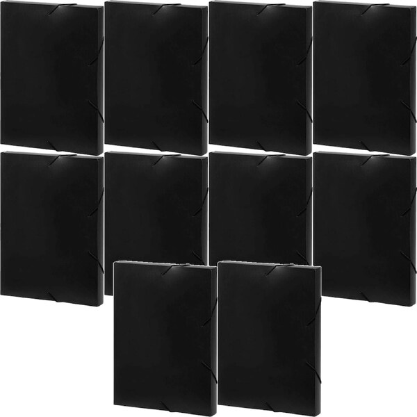 Marbig Document File Box A4 Black Elastic Closure Pack 10