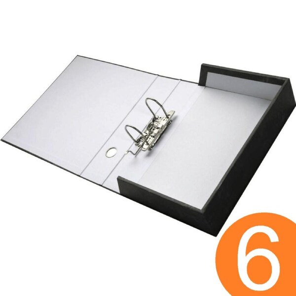 Marbig Lever Arch Box File Foolscap Black Mottle Pack 6