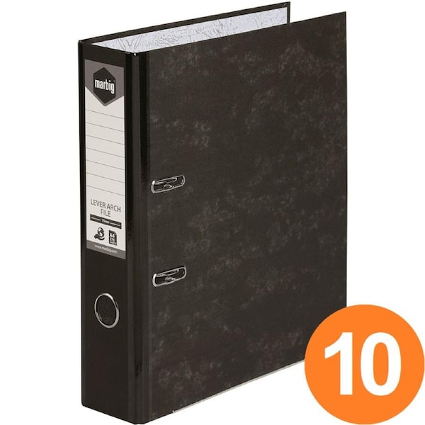 Marbig Lever Arch File Folder A4 Black Box 10