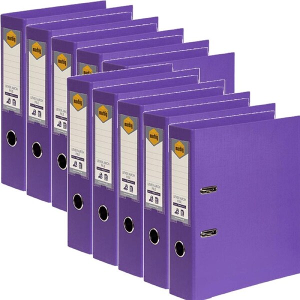 Marbig Linen Lever Arch File Folder PE A4 75mm Purple Box 10