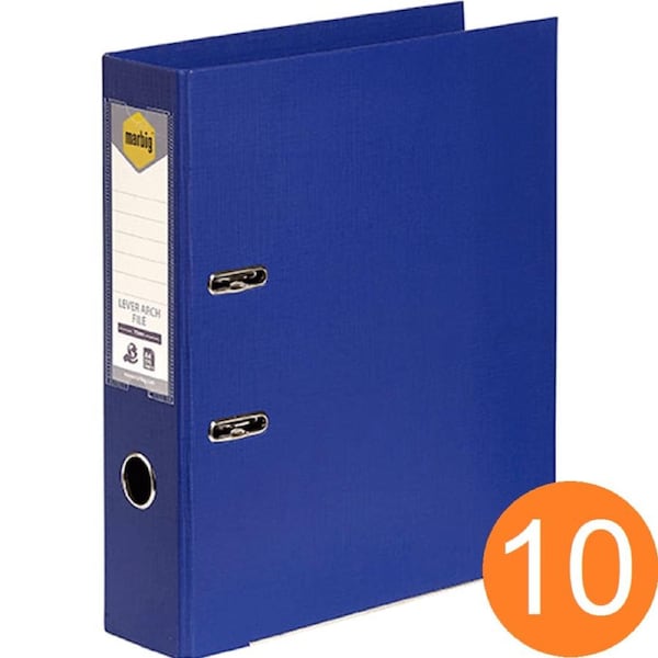 Marbig Linen Lever Arch File Pe A4 Blue Box 10